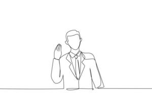 ilustración de un joven hombre de negocios haciendo un típico símbolo de gesto italiano o expresión con la mano. estilo de arte de una línea vector
