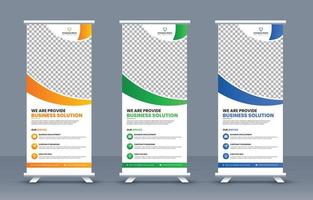 Rollup banner stand template design and modern portable stands rollup banner layout vector