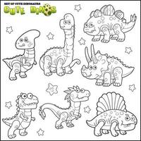 lindo conjunto de imágenes de dinosaurios vector