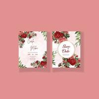 hermosa tarjeta de invitación de boda floral vector