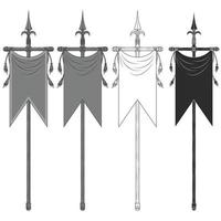 Medieval pennant design on a spear vector