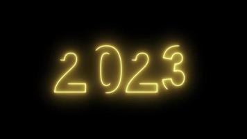 video-animatie, abstract neonlicht met de cijfers, vertegenwoordigt het nieuwe jaar. video
