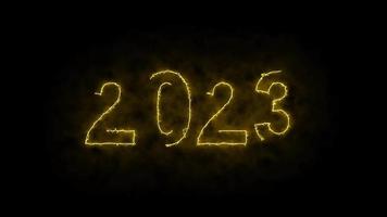 video animation, abstract neon light with the numbers, represents the new year.