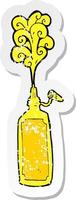 retro distressed sticker of a cartoon mustard bottle vector