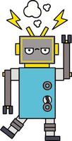 lindo robot de dibujos animados que funciona mal vector