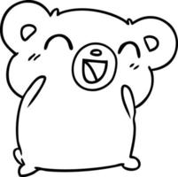 line drawing kawaii cute teddy bear vector