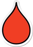 sticker of a quirky hand drawn cartoon blood drop vector