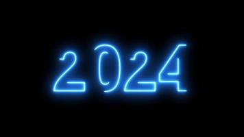 video animation, abstract neon light with the numbers, represents the new year.