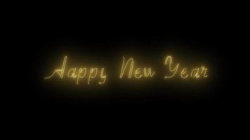 texto de feliz año nuevo animado con efecto de destellos. video
