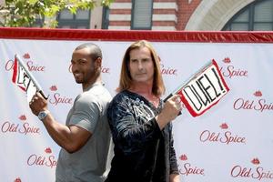 LOS ANGELES, JUL 28 - Isaiah Mustafa, Fabio at a public appearance to promote the Epic Old Spice Challenge at The Grove on July 28, 2011 in Los Angeles, CA photo