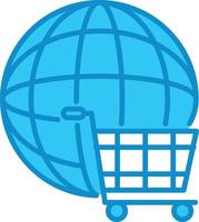 World Cart Line Filled Blue vector