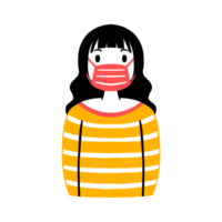 Woman wearing a face mask png
