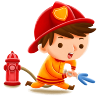 simpatico personaggio dei bambini pompiere