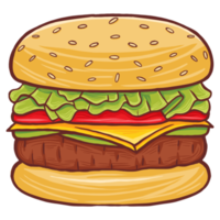 ilustração de fast food de hambúrguer png