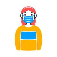 mujer con mascarilla png