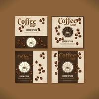 cafetería con plantillas de redes sociales de granos de café vector