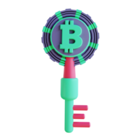 Chave de criptografia de bitcoin de ilustração 3d 5 adequada para criptomoeda png