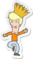 sticker of a cartoon man wearing paper crown vector