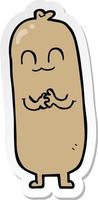 sticker of a cartoon sausage vector