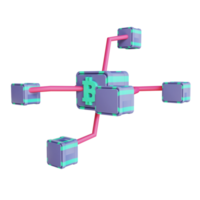 Cadeia de bitcoin de ilustração 3d adequada para criptomoeda png