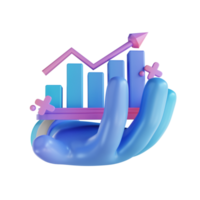 3D illustration colorful hand monitoring graph png