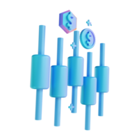 3D illustration colorful money candlestick chart png