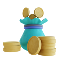 bolsa de moedas de ilustração 3d png