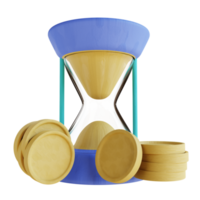 3D illustration coin and hourglass png