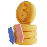 3D illustration money piling down png