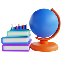 3D illustration globe book and abacus for education png