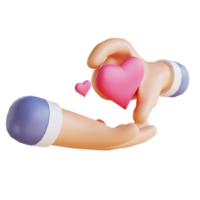 3D illustration love and hands suitable for valentine's day png