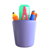 3D icon pencil ruler pen for education png