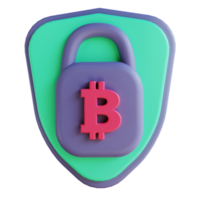 3D-illustration bitcoin säkert lås 12 lämpligt för kryptovaluta png