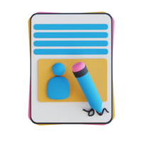 3d illustration du document d'approbation png