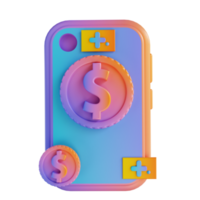 3D illustration colorful mobile money png
