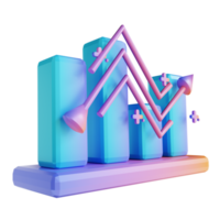 3D-Darstellung Buntes Datendiagramm nach oben png