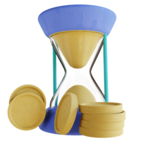 3D illustration coin and hourglass png