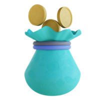 bolsa de monedas de ilustración 3d png