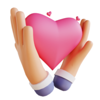 3D illustration love and hands suitable for valentine's day png