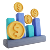 3D illustration stack money graph png