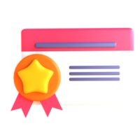 certificado de icono 3d para la educación png