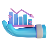 3D illustration colorful hand graph down png