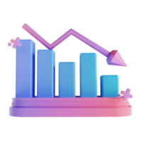 3D illustration colorful graph down png