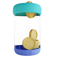 3D illustration coins in a jar png