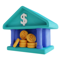 3D-Darstellung Bank und Münze png