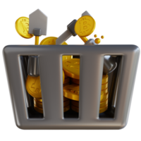 panier de bitcoins illustration 3d png