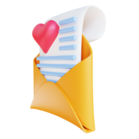 3D illustration love letter suitable for valentine's day png