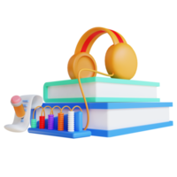 3D illustration audio book abacus and note for education png