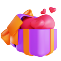 caja de regalo de ilustración 3d e icono de amor 2 adecuado para el día de san valentín png