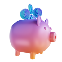 3D illustration colorful piggy bank and coins png